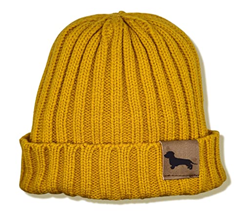 siviwonder Mütze Rauhaardackel Dackel Gassi Beanie Strickmütze Witzig Spruch Warm Herren Damen Herbst Hund Farbe Mustard von siviwonder