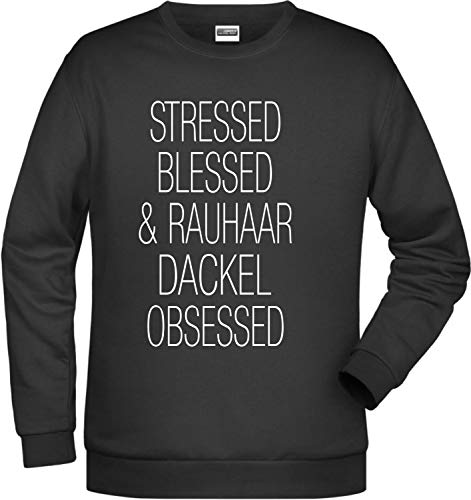 siviwonder Rauhaardackel Dackel Obsessed Unisex Sweatshirt Hundemotiv Stressed Blessed Farbe Schwarz, Größe 3XL siviwonder Rauhaardackel Dackel Obsessed Unisex Sweatshirt Hundemotiv Stressed Blessed Farbe Schwarz, Größe 3XL von siviwonder