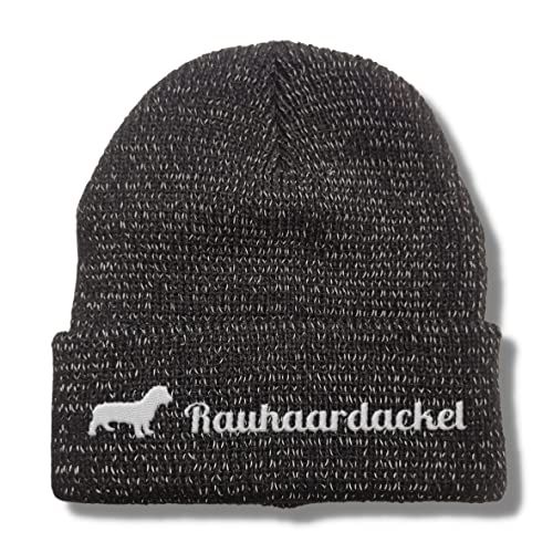 siviwonder Rauhaardackel reflektierende Mütze Stickerei Hund Winter Strickmütze reflex Beanie warm von siviwonder