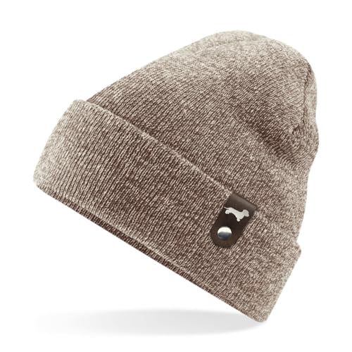 siviwonder Rauhhaardackel Mütze mit Patch Gassi Beanie Strickmütze Witzig Spruch Warm Herren Damen Dackel Farbe OatHeather von siviwonder