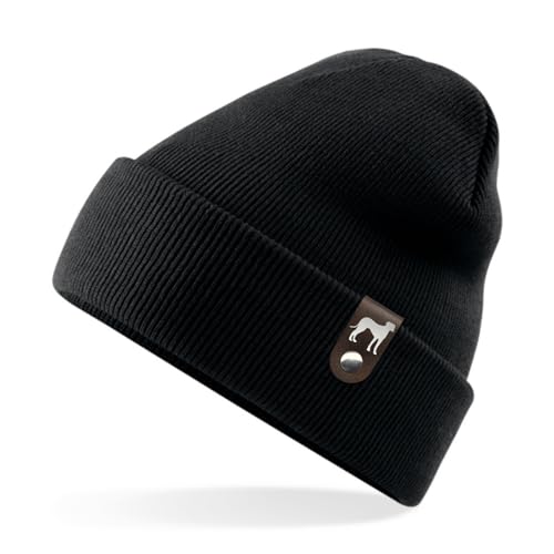 siviwonder Rhodesian Ridgeback Mütze Patch Leder Gassi Beanie Strickmütze Warm Herren Damen Ridge Farbe Black von siviwonder