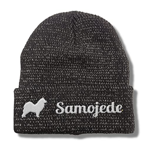 siviwonder Samojede reflektierende Mütze Stickerei Hund Winter Strickmütze reflex Beanie warm kalt von siviwonder