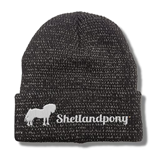 Shetlandpony reflektierende Mütze Stickerei Pferd Winter Strickmütze reflex Beanie warm von siviwonder