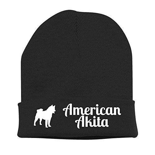 siviwonder Strickmütze - American Akita Inu - Stickerei Hund Winter Mütze Wintermütze Beanie Mütze schwarz-weiß von siviwonder