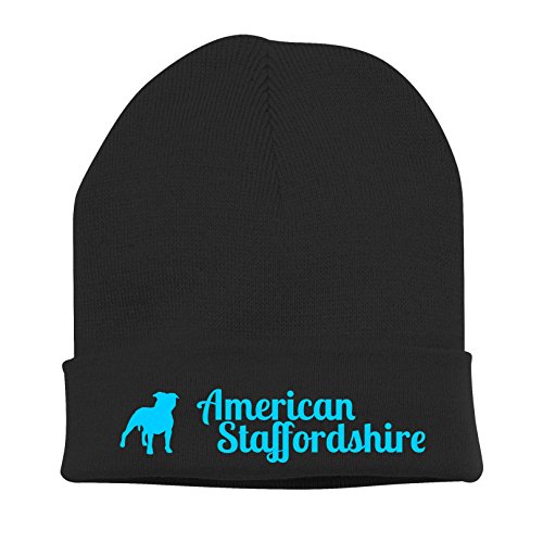 siviwonder Strickmütze - American Staffordshire Terrier Am. Staff - Stickerei Hund Winter Mütze Wintermütze Beanie Mütze schwarz-türkis von siviwonder