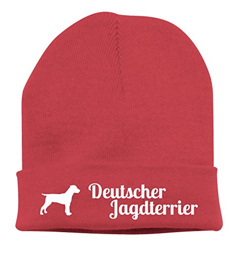 siviwonder Strickmütze - Deutscher Jagdterrier Terrier Jagdhund Jäger - Stickerei Hund Winter Mütze Wintermütze Beanie Mütze rot-Weiss siviwonder Strickmütze - Deutscher Jagdterrier Terrier Jagdhund Jäger - Stickerei Hund Winter Mütze Wintermütze Beanie Mütze rot-Weiss von siviwonder