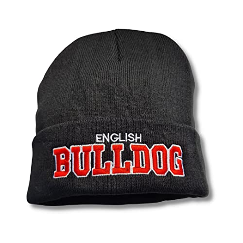 siviwonder Strickmütze English Bulldog Dogo Beanie Mütze Stickerei Hund Winter Gassi Warm von siviwonder