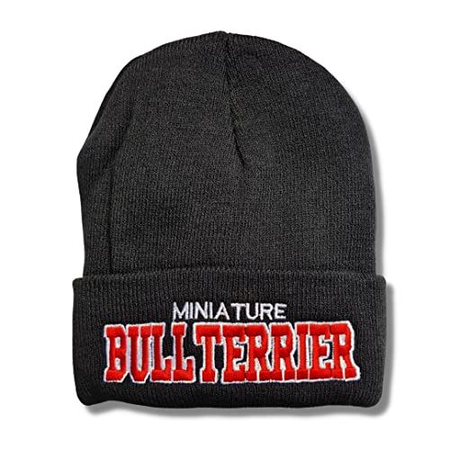 siviwonder Strickmütze Miniature Bullterrier Beanie Mütze Stickerei Hund Winter Gassi Warm von siviwonder