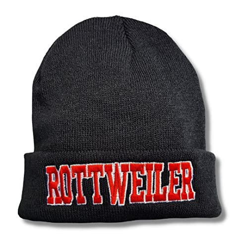 siviwonder Strickmütze Rottweiler Beanie Mütze Stickerei Hund Winter Gassi Warm Unisex von siviwonder