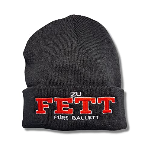 siviwonder Strickmütze ZU FETT FÜRS Ballet Beanie Mütze Stickerei Witzig lustiger Spruch Warm Winter von siviwonder