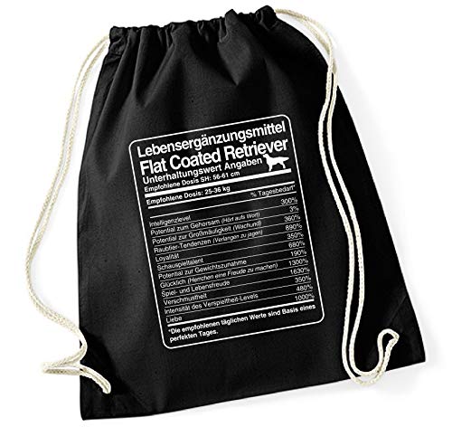 siviwonder Turnbeutel - DOSIS - FLAT COATED RETRIEVER Flattie Flatte - Lebensergänzungsmittel Baumwoll Tasche Beutel schwarz von siviwonder