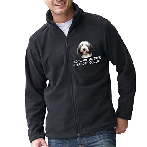 siviwonder Unisex Fleecejacke Bearded Collie Hunde Stickerei schwarz XXL von siviwonder