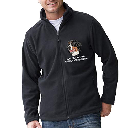 siviwonder Unisex Fleecejacke Berner Sennenhund Hunde Stickerei schwarz 3XL von siviwonder