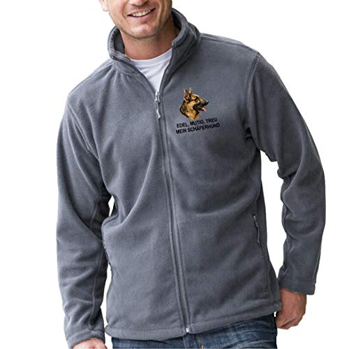siviwonder Unisex Fleecejacke Deutscher SCHÄFERHUND 1 Hunde Stickerei Dark Grey L von siviwonder