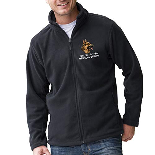 siviwonder Unisex Fleecejacke Deutscher SCHÄFERHUND 1 Hunde Stickerei schwarz XXL von siviwonder