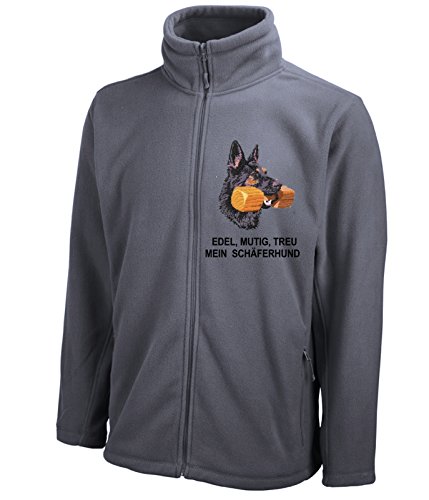 siviwonder Unisex Fleecejacke Deutscher SCHÄFERHUND Hundesport Hunde Stickereidark Grey XL von siviwonder