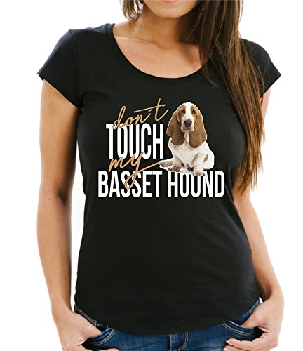 siviwonder Women T-Shirt - Basset Hound - Dont Touch My - Hunde Fun schwarz L - 38 von siviwonder