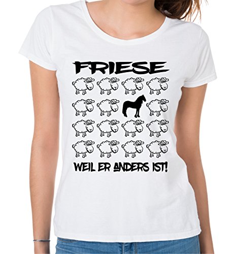 siviwonder Women T-Shirt Black Sheep - Friese Kutschpferd reiten - Pferde Fun Schaf Weiss L -38 von siviwonder