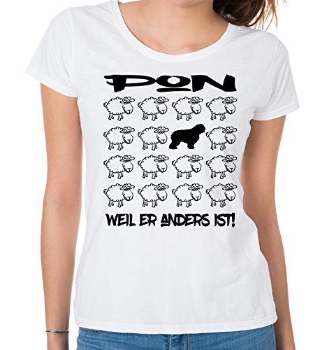 siviwonder Women T-Shirt Black Sheep - PON Polski Owczarek Nizinny - Hunde Fun Schaf Weiss M - 36 von siviwonder