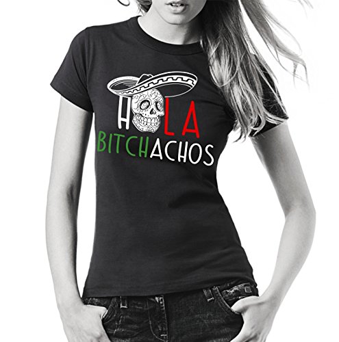 siviwonder Women T-Shirt HOLA Bitchachos Muerte Skull Mexico Bitch spanisch schwarz M von siviwonder
