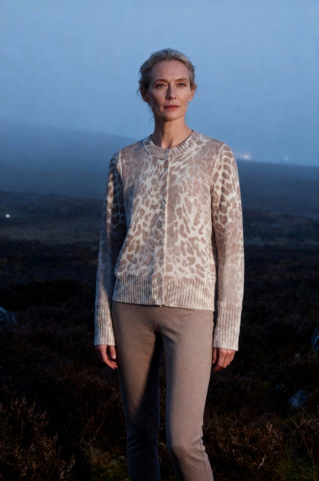 six-o-seven Strickjacke Damen Regular Strickjacke mit Inside-out Leoprint von six-o-seven