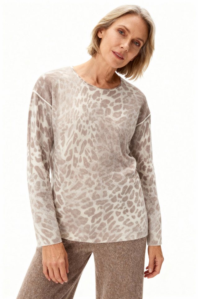 six-o-seven Strickpullover Damen Regular Strickpullover mit Inside out Leoparden Print aus von six-o-seven