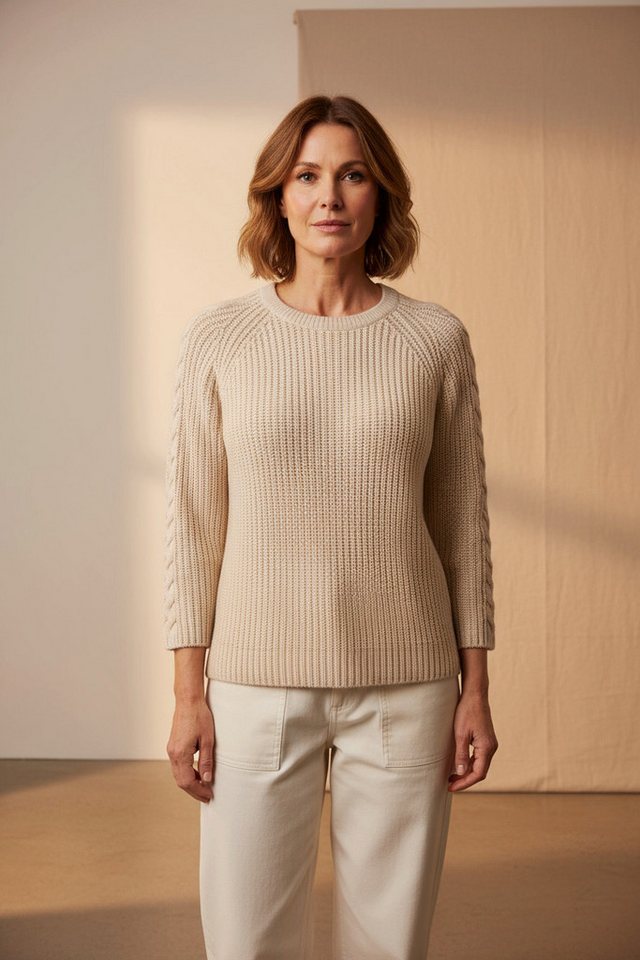 six-o-seven Strickpullover Damen Regular Strickpullover mit Patentmuster und Kabelstrick von six-o-seven