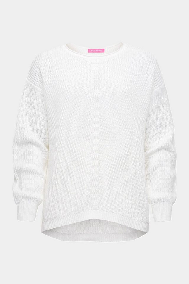 six-o-seven Strickpullover Six-o-Seven Baumwoll-Strickpullover mit moderner Silhouette in WHITE von six-o-seven