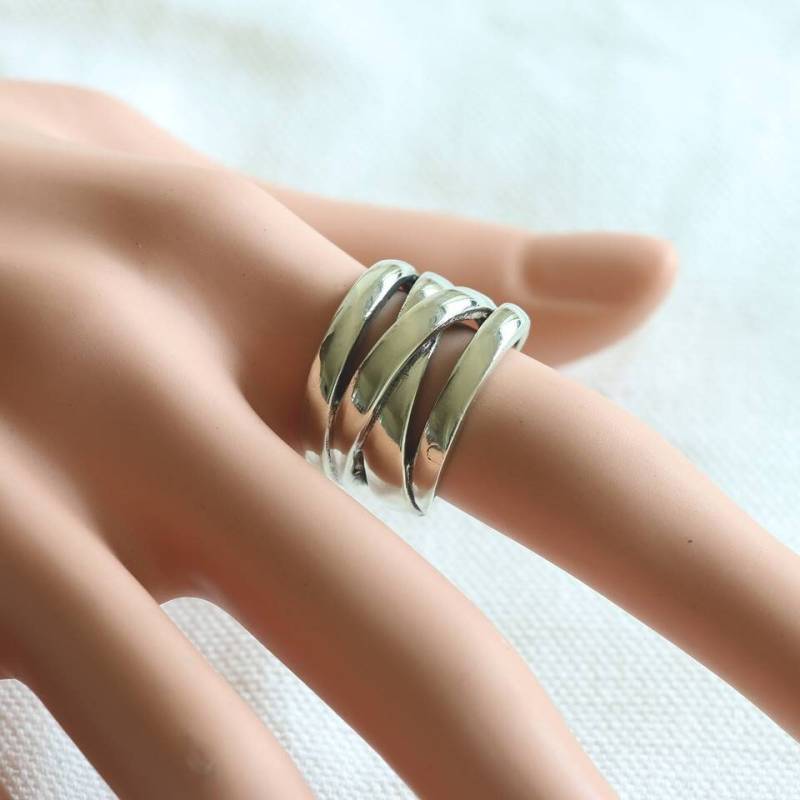 Crossover Zigarren Band Ring Für Frauen Aus Sterling Silber 925 Boho Style von sixga