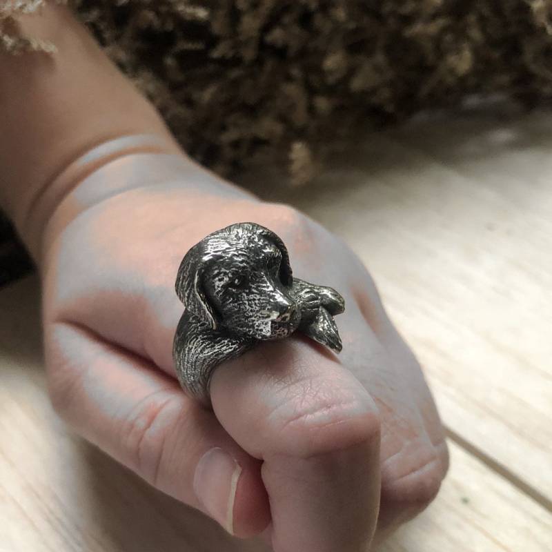 Labrador Retriever Hundering Für Unisex Aus Sterling Silber 925 Biker von sixga