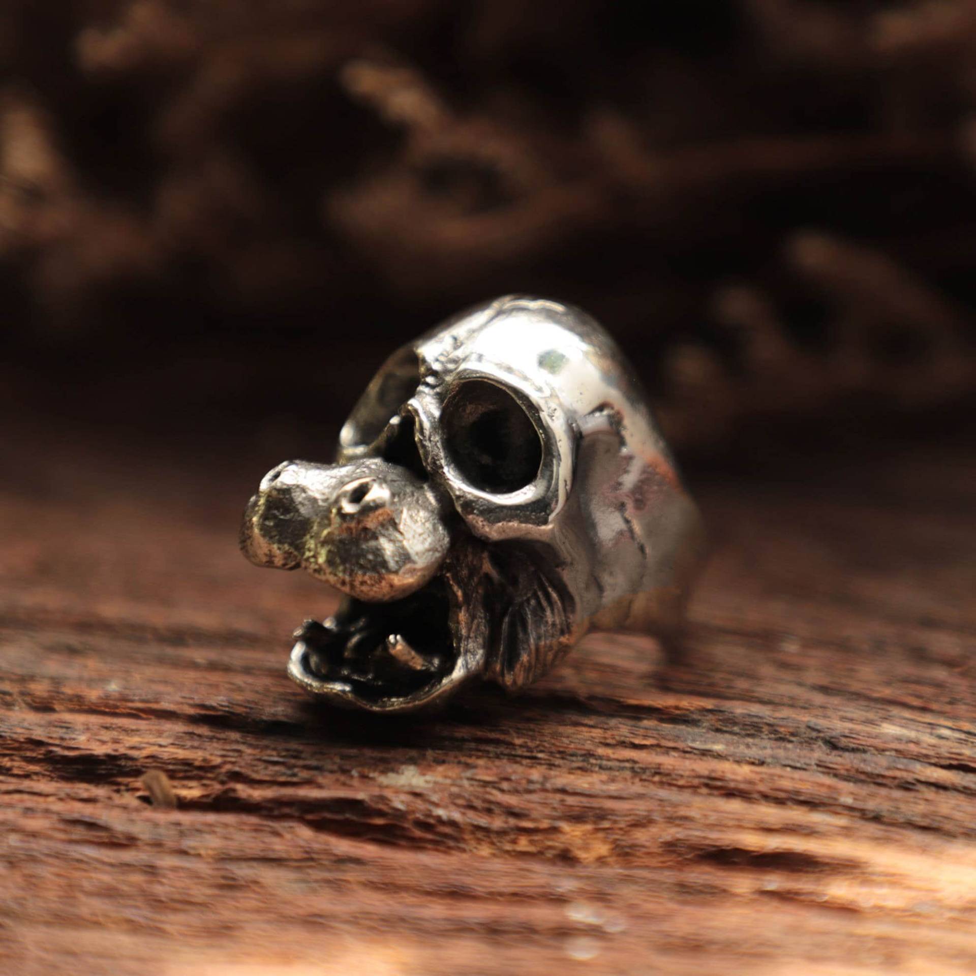 Nilpferd Totenkopf Ring Für Männer Aus Sterling Silber 925 Biker Style von sixga