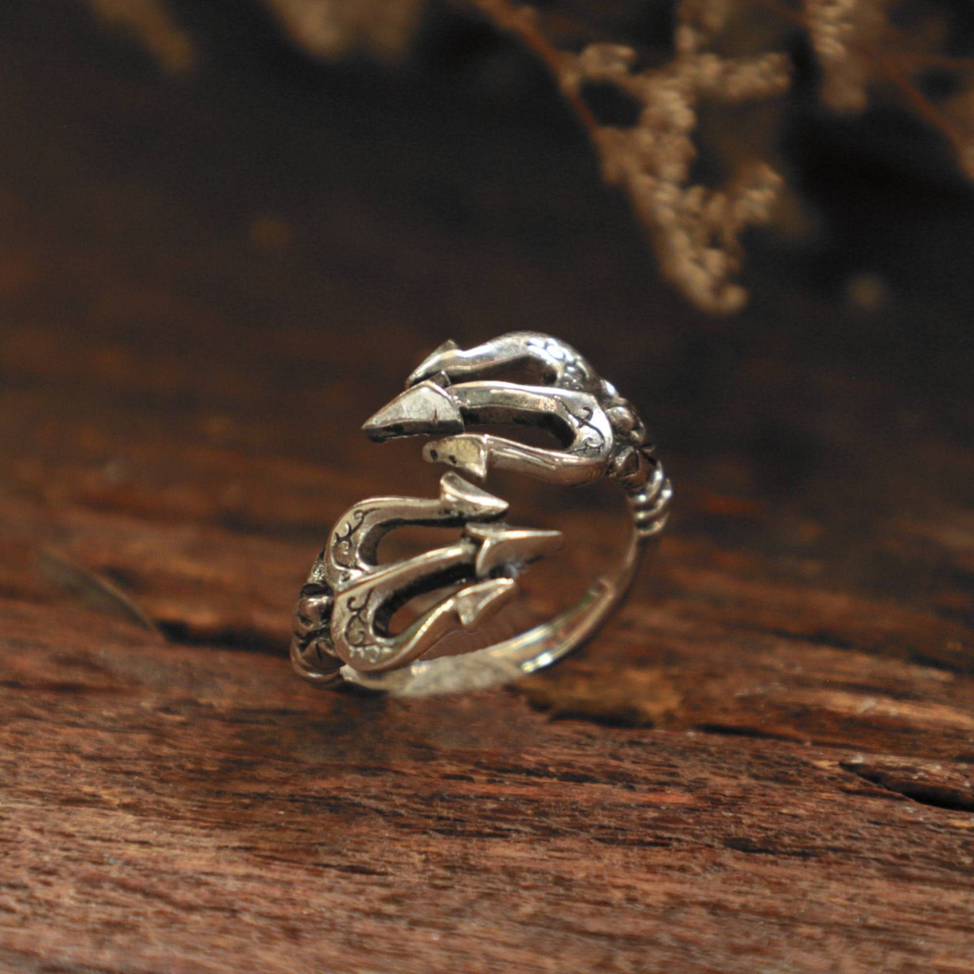 Poseidon Dreizack Ring Für Männer Aus Sterling Silber 925 Nautik Stil von sixga