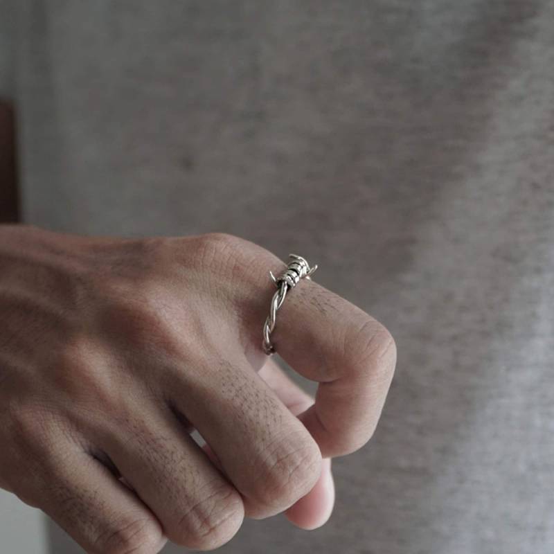 Stacheldraht Bandring Für Unisex Aus Sterling Silber 925 Punk Style von sixga