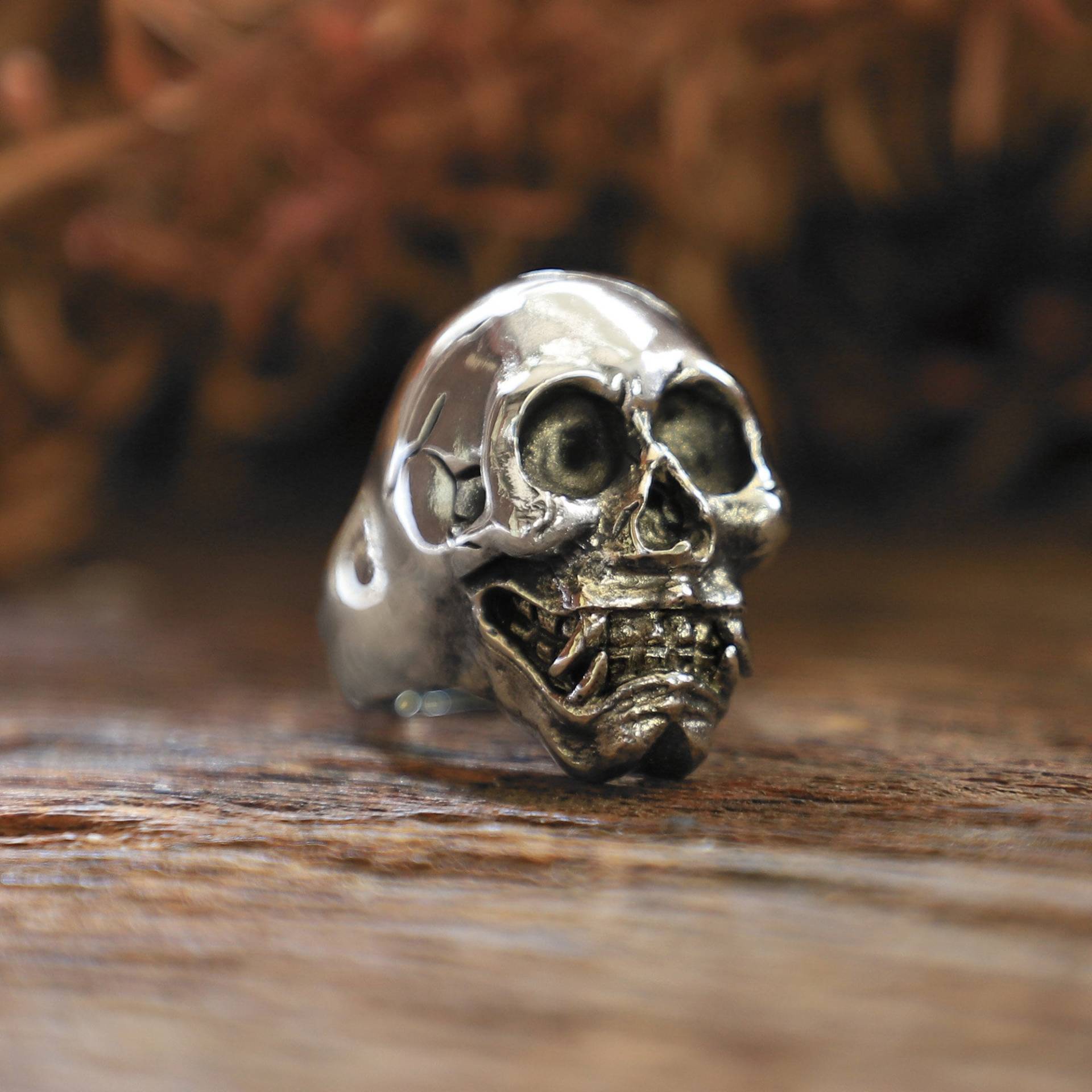 Vampir Totenkopf Ring Für Männer Aus Sterling Silber 925 Biker Style von sixga