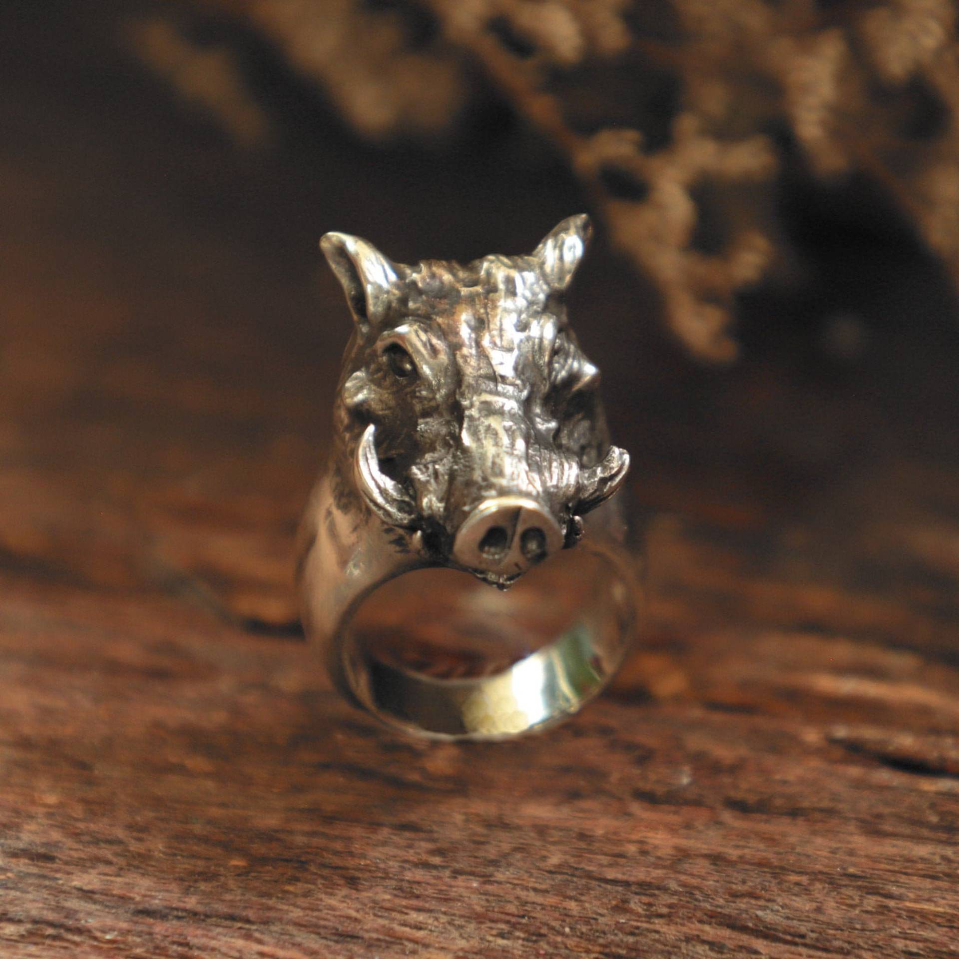 Wildschwein Ring Für Männer Aus Sterling Silber 925 Biker Style von sixga