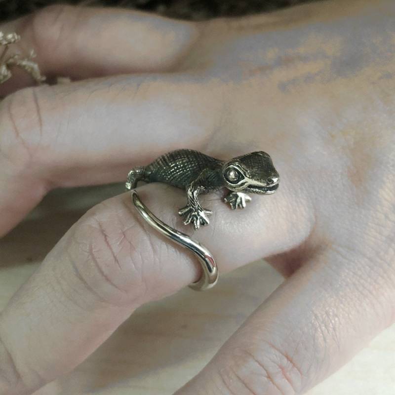 sterling Silber Gecko Ring - Tier Schmuck Geschenk von sixga