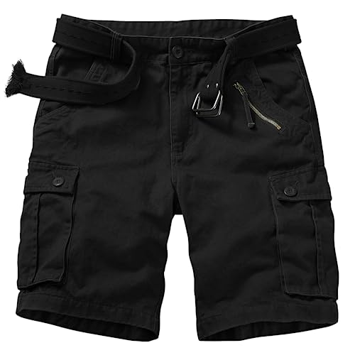 Damen Cargo Shorts Baumwolle Freizeit Kurze Hose Sport Multi Taschen Outdoor Wandershorts Atmungsaktiv Bermuda Shorts Arbeitsshorts Reißverschluss Relaxed-Fit Trekking Cargo Shorts Black Tag26-DE 30 von siyecaoo