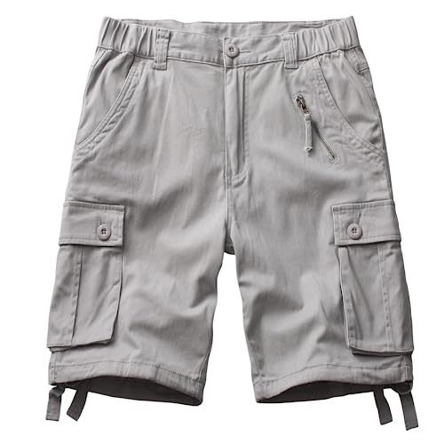 Damen Cargo Shorts Baumwolle Freizeit Kurze Hose Sport Multi Taschen Outdoor Wandershorts Atmungsaktiv Bermuda Shorts Arbeitsshorts Reißverschluss Relaxed-Fit Trekking Cargo Shorts Grey Tag26-DE 30 von siyecaoo