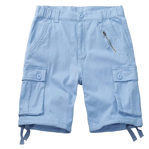 Damen Cargo Shorts Baumwolle Freizeit Kurze Hose Sport Multi Taschen Outdoor Wandershorts Atmungsaktiv Bermuda Shorts Arbeitsshorts Reißverschluss Relaxed-Fit Trekking Cargo ShortsLightBlueTag26-DE 30 von siyecaoo