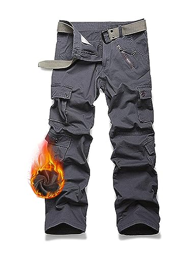 siyecaoo Damen Cargohose Winter Warm Fleece Gefüttert Baumwolle Wanderhose Multi Taschen Outdoorhose Workwear Reißverschluss Armee Militär Relaxed-Fit Trekkinghose Grey 8-Tag 38 von siyecaoo