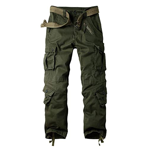 siyecaoo Herren Hosen Cargo Hose Multi Taschen Wanderhose Atmungsaktiv Outdoorhose Combat Tactical Hose Arbeitshose Reißverschluss Armee Militär Relaxed-Fit Trekkinghose Armeegrün 40 von siyecaoo