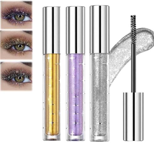 Diamant-Glitzer-Mascara, wasserfeste, lang anhaltende, funkelnde Diamant-Mascara – lang anhaltender Schwung, funkelnder Glanz – Für Wimpern, Partys und Hochzeiten von sjfscqr