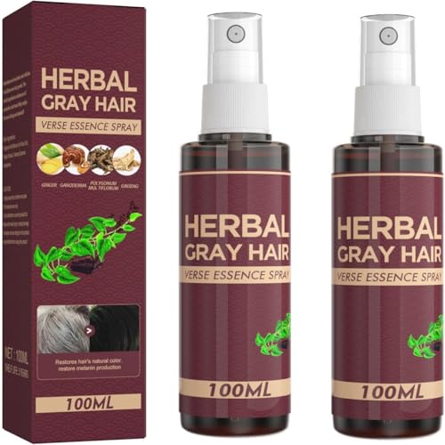 Kräuter-Grau-Haar-Umkehr-Spray, natürliche Haarverdunkelungs-Spülung & Farbauffrischungs-Spray, pflegende Kopfhautpflege für Männer & Frauen, stärkend von sjfscqr