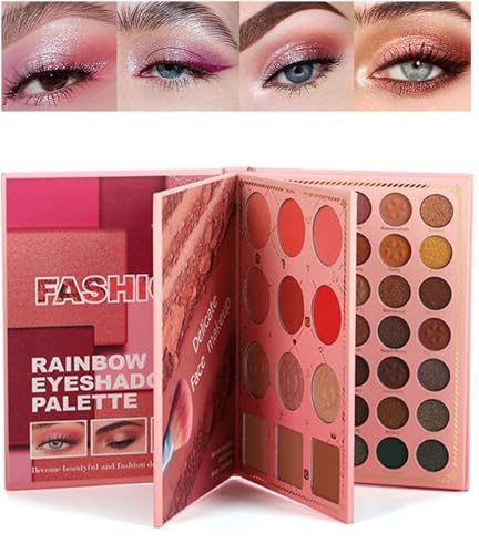 Make-up-Buch-Lidschatten-Palette, 82 Lidschatten-Palette, mehrfarbiges, faltbares, dreischichtiges Make-up-Buch, wasserdicht, langanhaltend von sjfscqr