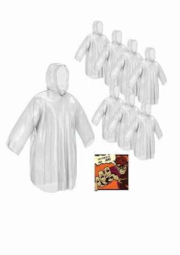 skapandi 8x Einweg Regenponcho mit Kapuze | Regencape | Regenjacke | Regenbekleidung | transparent & wasserdicht für Erwachsene und Kinder | Edition PopArt | Comic von skapandi