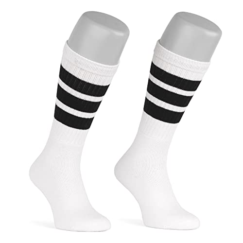 skatersocks 19 Inch gestreifte Damen Socken Kniestrümpfe wadenhohe Herren Retro Tube Socks weiss - schwarz gestreift von skatersocks