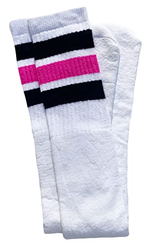skatersocks 30 Inch Tube Socken Overknee Kniestrümpfe weiß pink schwarz gestreift von skatersocks
