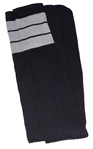 skatersocks 35 Inch Damen Overknee Socken Kniestrümpfe oldschool Sportsocken Cheerleader schwarz grau von skatersocks