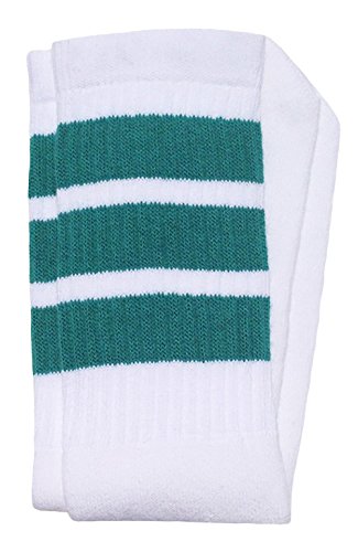 skatersocks Socken 22 Inch Unisex Tube Socks Strümpfe weiß türkis gestreift von skatersocks