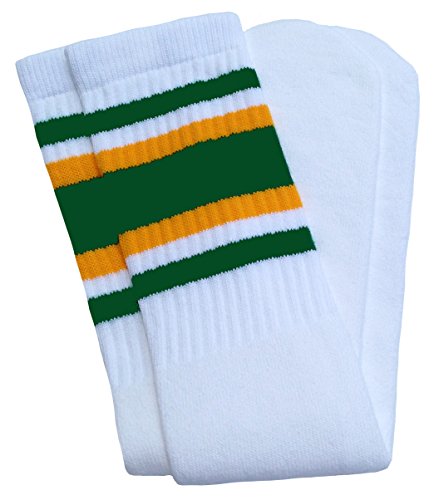 SKATERSOCKS Socken 22 Inch Unisex Tube Socks weiß grün/gelb gestreifte von skatersocks